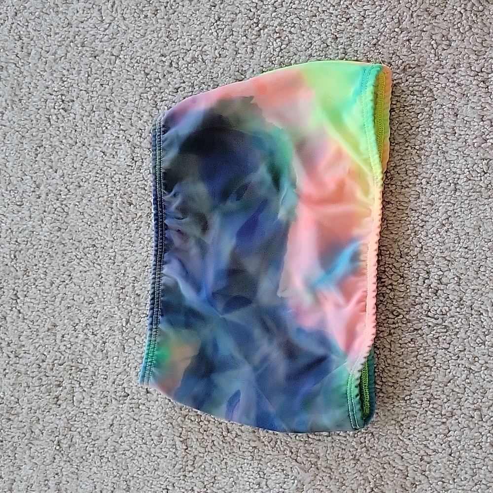 Pastel tie-dye tube top, fits tight, stretchy material